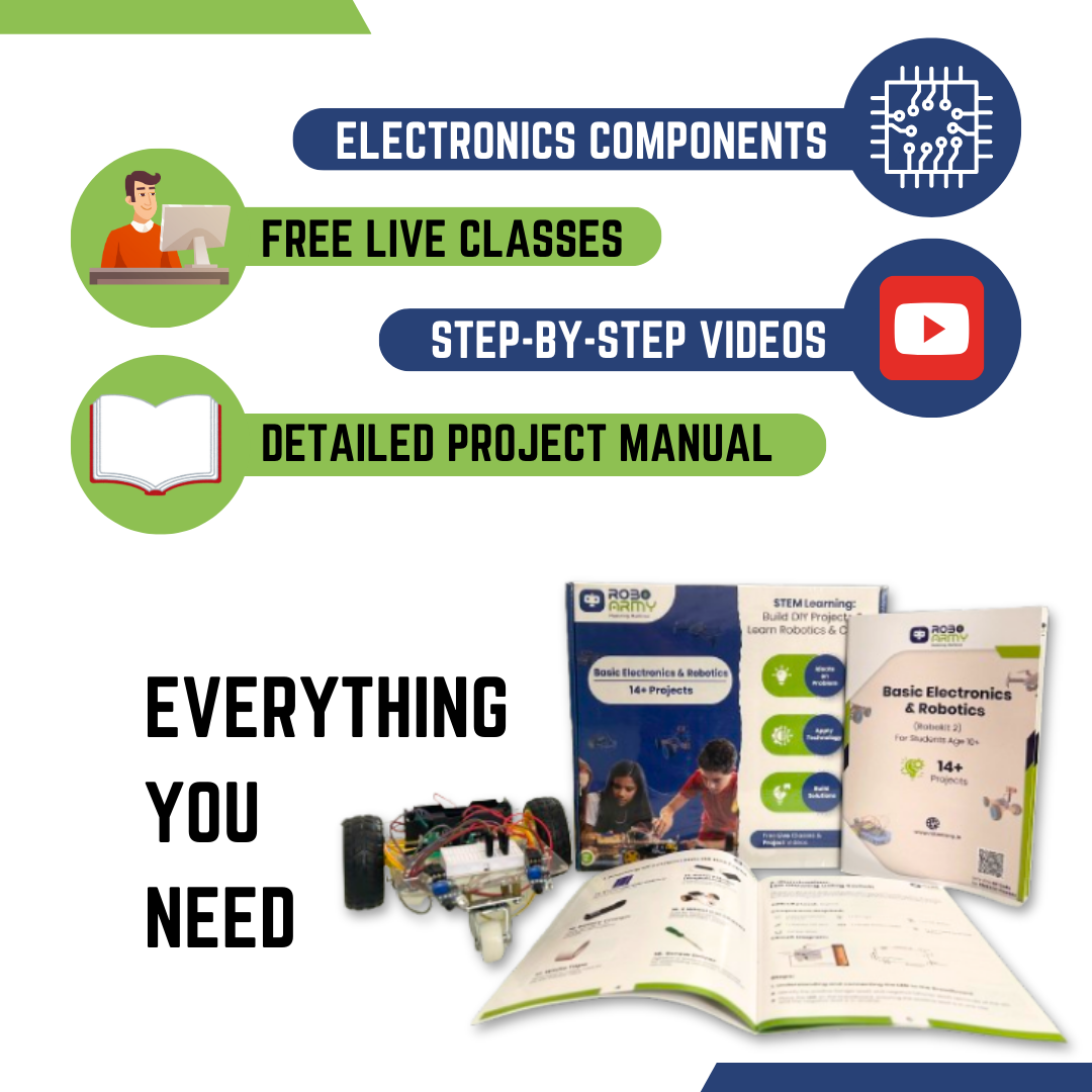 Robotics Kit for Class 5-6| 14+ DIY STEM Projects: Line Follower, Smoke Detector etc.