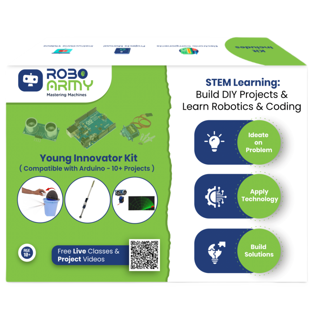 Young Innovator Kit - Smart Dustbin + 9 DIY Arduino Compatible Projects