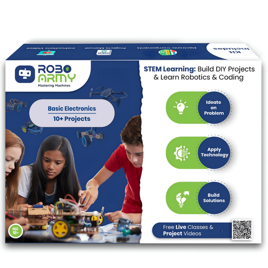 Basic Electronics & Robotics Kit for Class 5 onwards - 10 DIY Projects