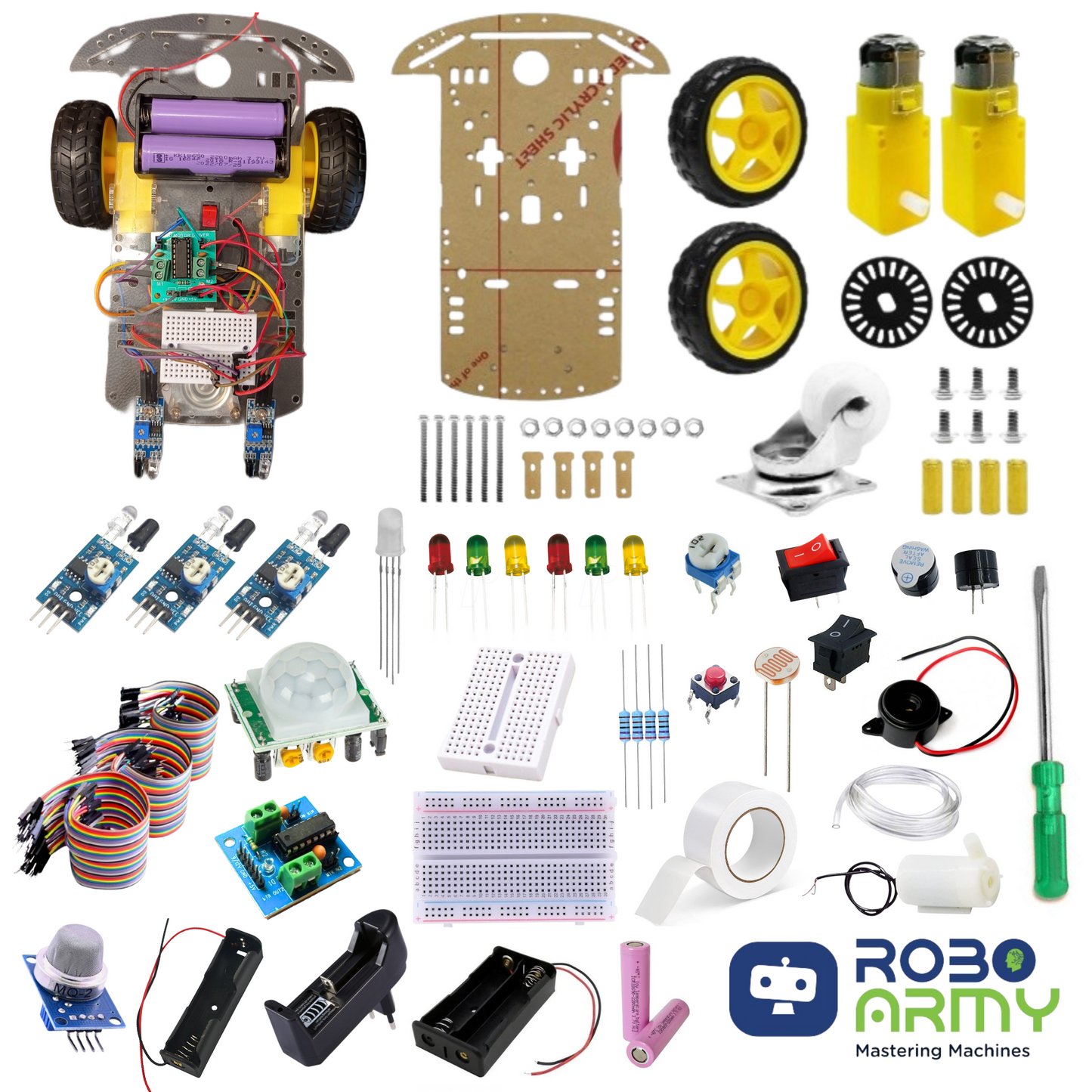 Robotics Kit for Class 5-6| 14+ DIY STEM Projects: Line Follower, Smoke Detector etc.